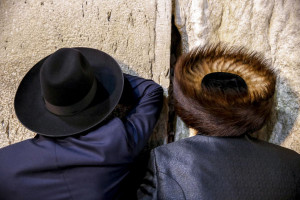 Prayers at the Western Wall during Pessah festival. Jerusalem, Israel.
